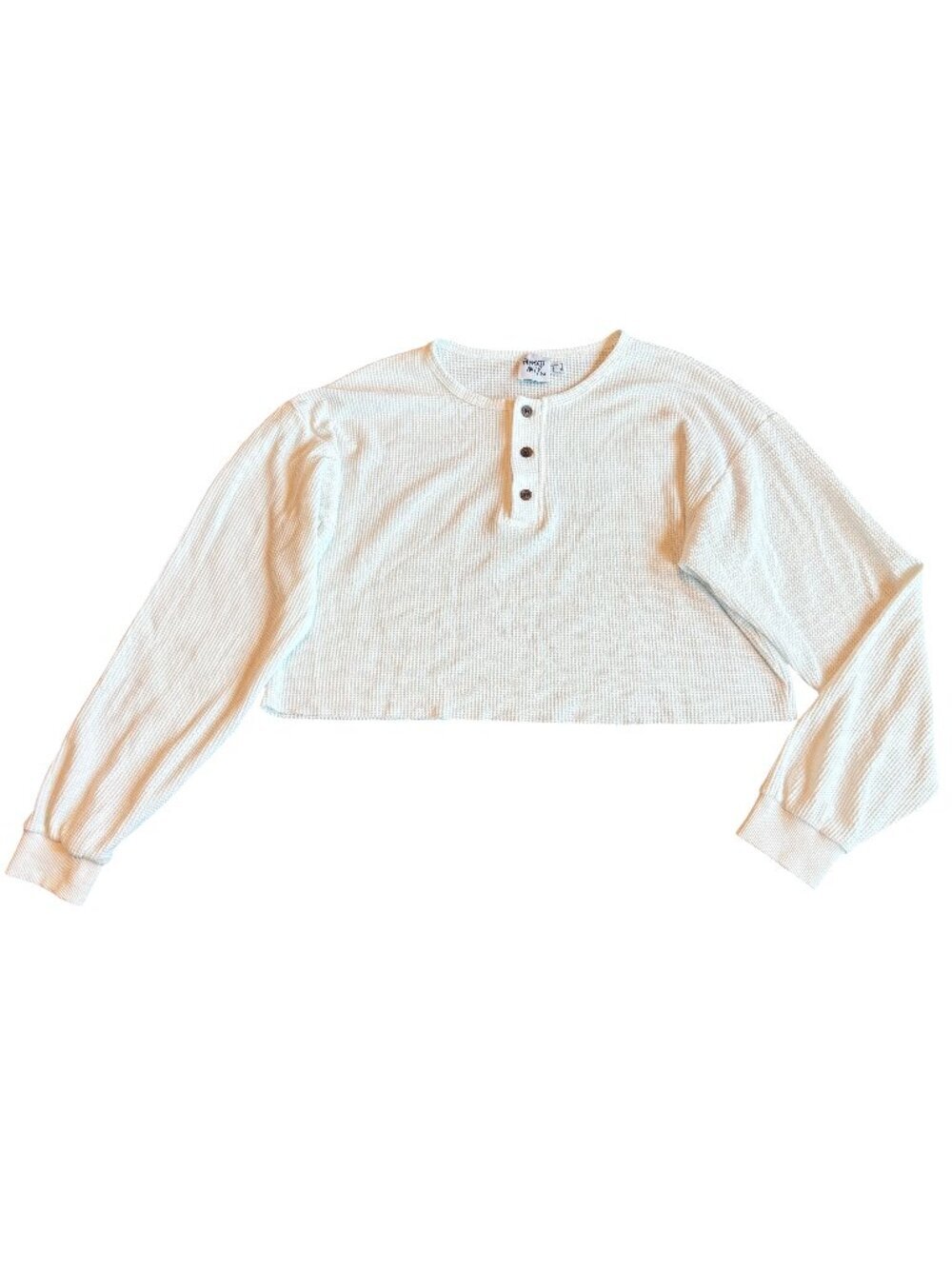 Princess Polly White Waffle Knit Crop Top Shirt Blouse Long Sleeve Size 6 Womens